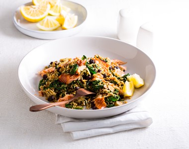 Basmati rice and spinach pilaf with Regal Hot Smoked Salmon