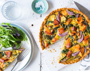 Regal Smoked Salmon and Vegetable Quiche with Cheddar Pastry