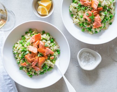 Regal Smoked Salmon, Leek & Pea Risotto