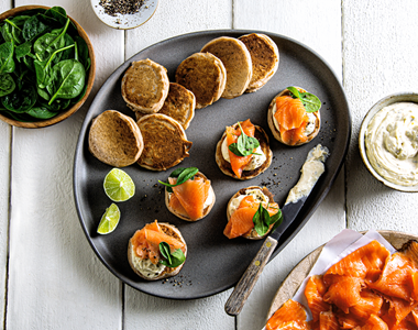 Regal Smoked Salmon and Buckwheat Pikelets