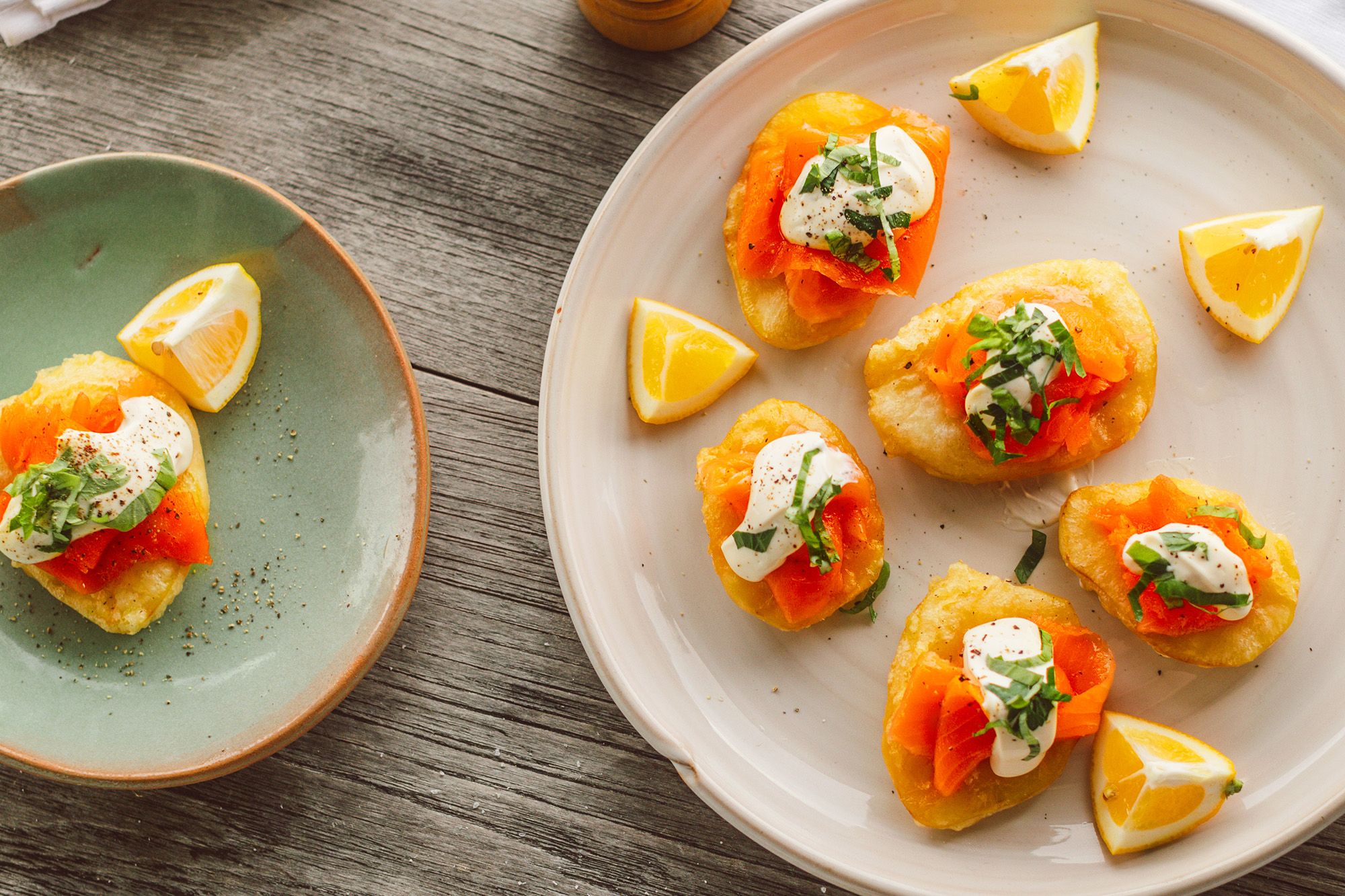 Cold Smoked Salmon With Potato Fritters