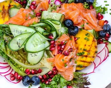 Regal King Salmon Grilled Mango Salad with Sweet & Sour Citrus Dressing