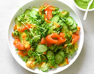 smoked salmon salad with green goddess dressing Green Goddess Smoked Salmon Wraps