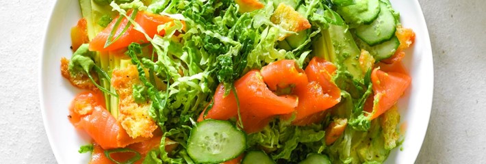 smoked salmon salad with green goddess dressing Smoked Salmon Green Goddess Salad